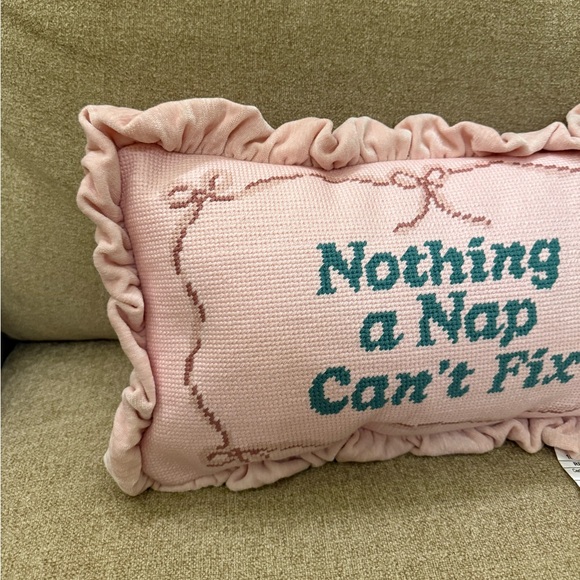 Nothing a Nap Can’t Fix Cupcakes and Cashmere Needlepoint Pillow Coquette NWT - Picture 2 of 4